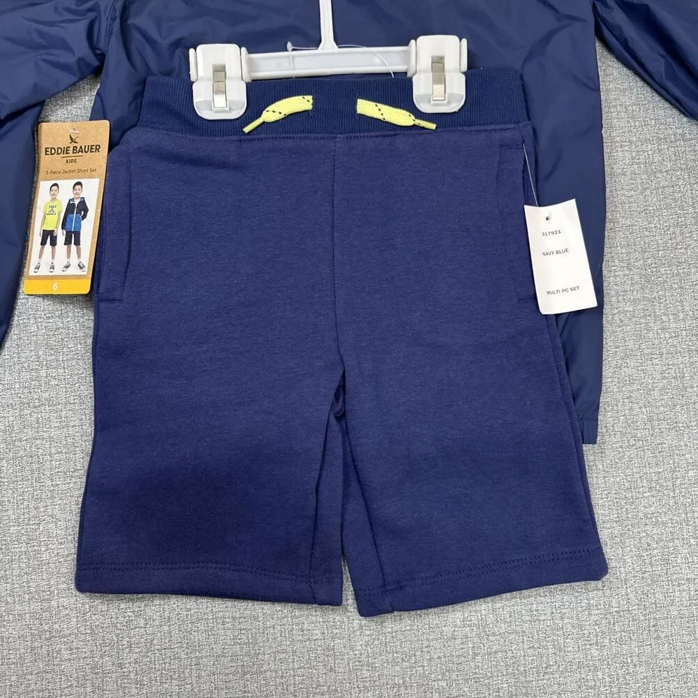 Eddie Bauer Kids 3 PC Jacket, Short , Graphic Tee Set Size 6 Water Resistant
